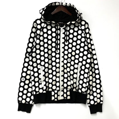 【中古品】【メンズ】 STUSSY AUTHENTIC ステューシー オーセンティック ZIP UP HOODED SWEATSHIRT ジップアップ フーデッド スウェットシャツ 水玉 パーカー 長袖 トップス 142-250920-as-15-izu サイズ：S カラー：ブラック×ホワイト 万代Net店