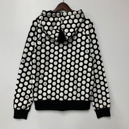 【中古品】【メンズ】 STUSSY AUTHENTIC ステューシー オーセンティック ZIP UP HOODED SWEATSHIRT ジップアップ フーデッド スウェットシャツ 水玉 パーカー 長袖 トップス 142-250920-as-15-izu サイズ：S カラー：ブラック×ホワイト 万代Net店