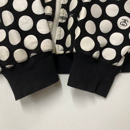 【中古品】【メンズ】 STUSSY AUTHENTIC ステューシー オーセンティック ZIP UP HOODED SWEATSHIRT ジップアップ フーデッド スウェットシャツ 水玉 パーカー 長袖 トップス 142-250920-as-15-izu サイズ：S カラー：ブラック×ホワイト 万代Net店