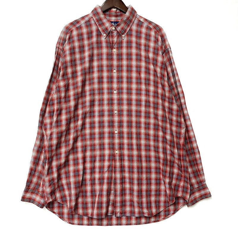 【現状渡し品】【メンズ】 BLAKE CHECK LS BD SHIRT チェック ロングスリーブ ボタンダウン シャツ 長袖 トップス 146-251031-as-27-izu サイズ：XL カラー：レッド系 万代Net店