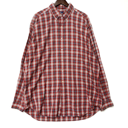 【現状渡し品】【メンズ】 RALPH LAUREN ラルフローレン BLAKE CHECK LS BD SHIRT チェック ロングスリーブ ボタンダウン シャツ 長袖 トップス 146-251031-as-27-izu サイズ：XL カラー：レッド系 万代Net店