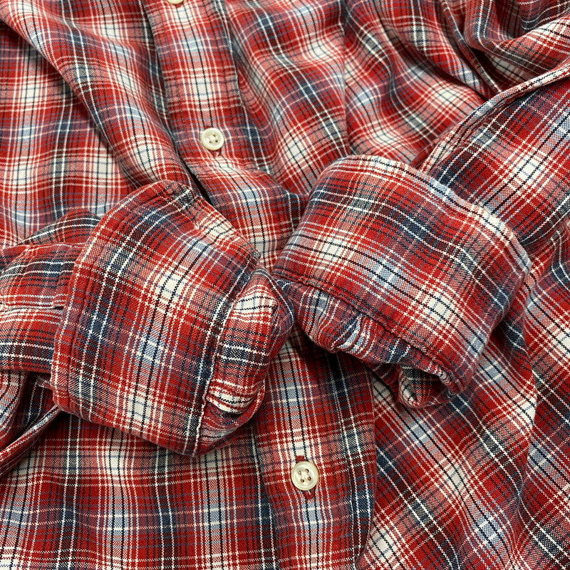【現状渡し品】【メンズ】 BLAKE CHECK LS BD SHIRT チェック ロングスリーブ ボタンダウン シャツ 長袖 トップス 146-251031-as-27-izu サイズ：XL カラー：レッド系 万代Net店