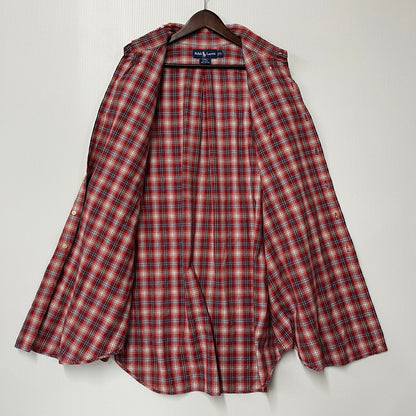 【現状渡し品】【メンズ】 BLAKE CHECK LS BD SHIRT チェック ロングスリーブ ボタンダウン シャツ 長袖 トップス 146-251031-as-27-izu サイズ：XL カラー：レッド系 万代Net店