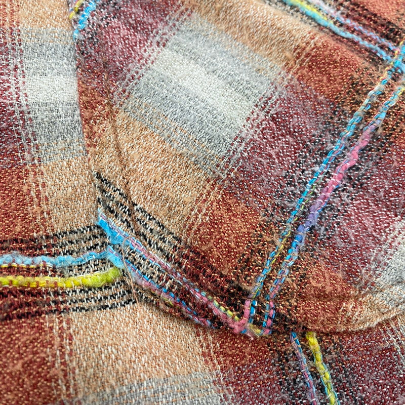 【中古品】【メンズ】 旧タグ COTTON RAYON CHECK LS SHIRT コットン レーヨン チェック ロングスリーブ シャツ トップス 長袖 145-260104-kh-07-izu カラー：オレンジ系 万代Net店
