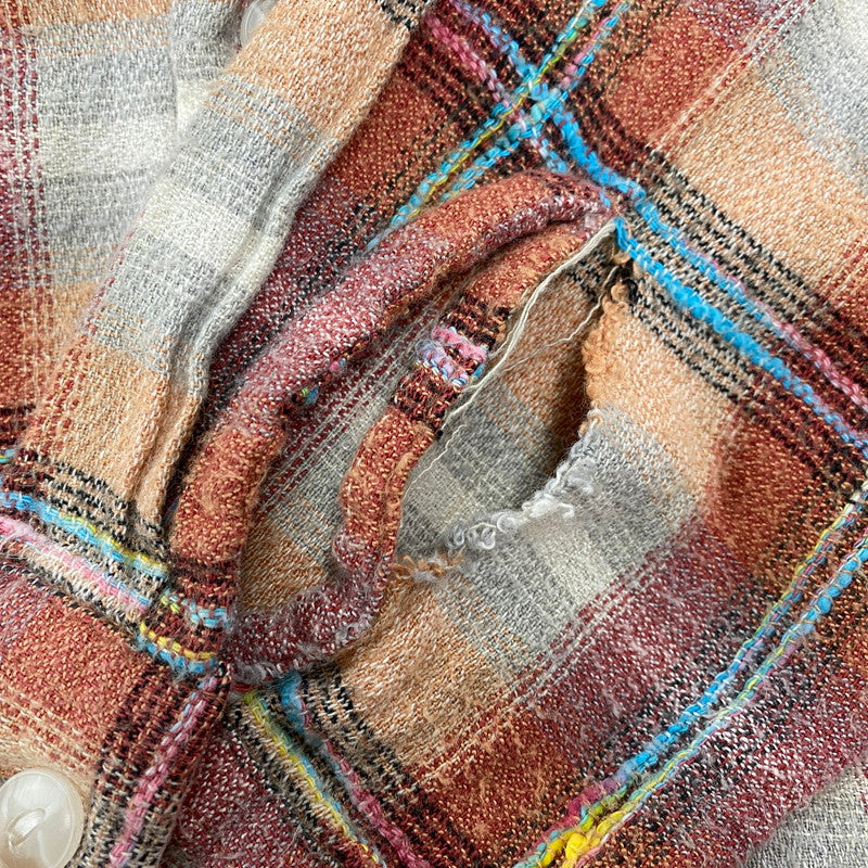 【中古品】【メンズ】 旧タグ COTTON RAYON CHECK LS SHIRT コットン レーヨン チェック ロングスリーブ シャツ トップス 長袖 145-260104-kh-07-izu カラー：オレンジ系 万代Net店
