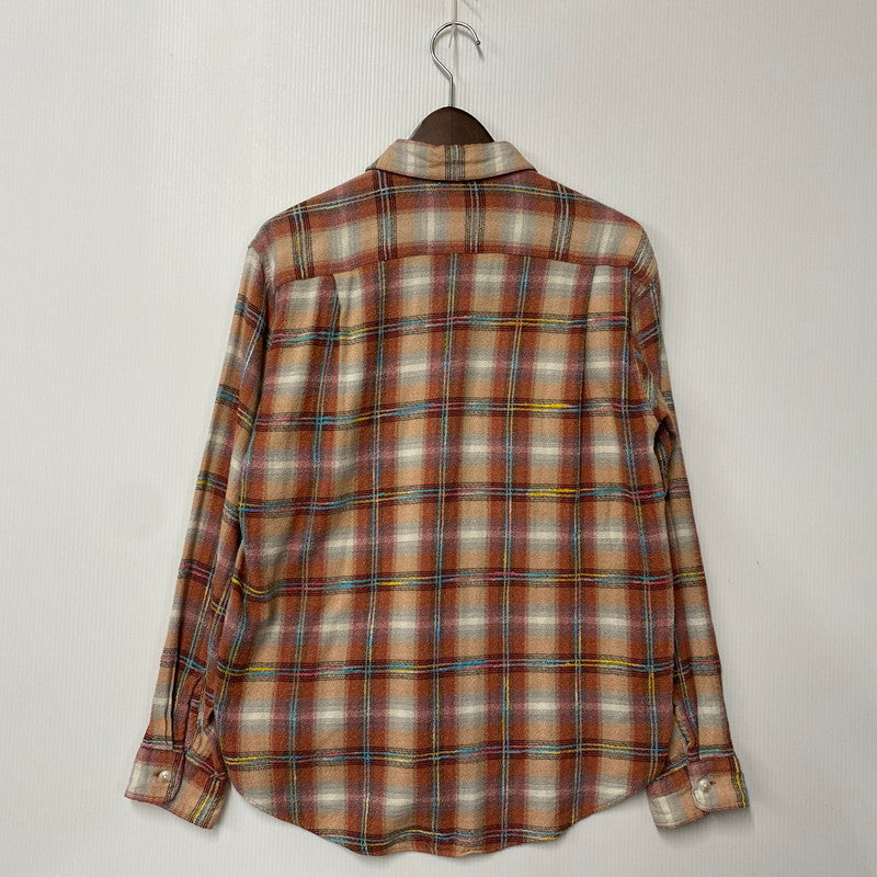 【中古品】【メンズ】 旧タグ COTTON RAYON CHECK LS SHIRT コットン レーヨン チェック ロングスリーブ シャツ トップス 長袖 145-260104-kh-07-izu カラー：オレンジ系 万代Net店