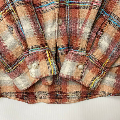 【中古品】【メンズ】 旧タグ COTTON RAYON CHECK LS SHIRT コットン レーヨン チェック ロングスリーブ シャツ トップス 長袖 145-260104-kh-07-izu カラー：オレンジ系 万代Net店