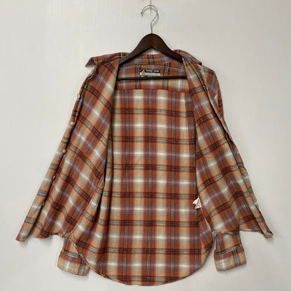 【中古品】【メンズ】 旧タグ COTTON RAYON CHECK LS SHIRT コットン レーヨン チェック ロングスリーブ シャツ トップス 長袖 145-260104-kh-07-izu カラー：オレンジ系 万代Net店