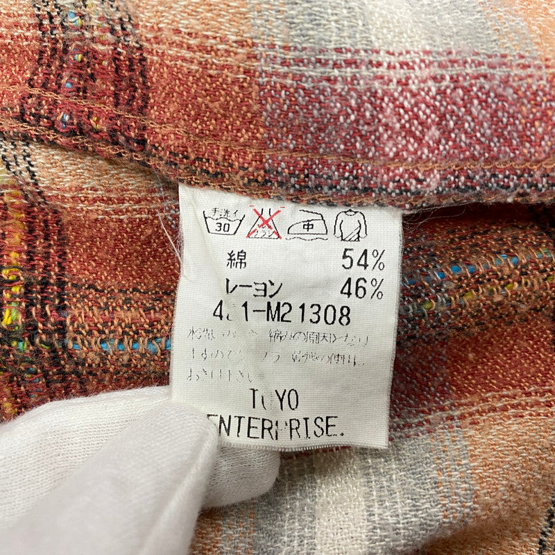 【中古品】【メンズ】 旧タグ COTTON RAYON CHECK LS SHIRT コットン レーヨン チェック ロングスリーブ シャツ トップス 長袖 145-260104-kh-07-izu カラー：オレンジ系 万代Net店
