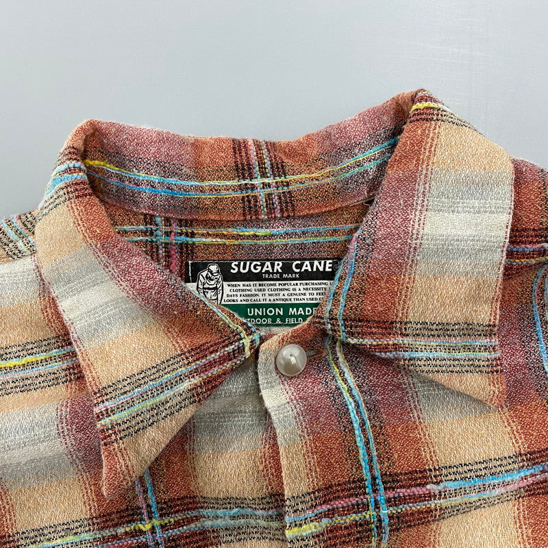 【中古品】【メンズ】 旧タグ COTTON RAYON CHECK LS SHIRT コットン レーヨン チェック ロングスリーブ シャツ トップス 長袖 145-260104-kh-07-izu カラー：オレンジ系 万代Net店