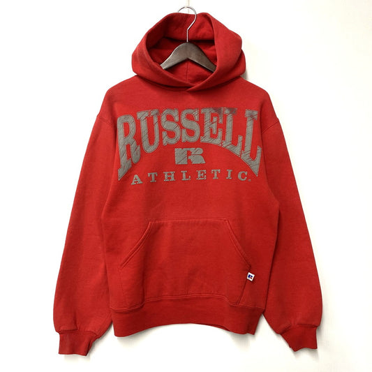 【中古品】【メンズ】 RUSSELL ATHLETIC ラッセルアスレティック BIG LOGO HOODED SWEATSHIRT ビッグロゴ フーデッド スウェットシャツ USA製 パーカー 長袖 トップス 146-251031-as-19-izu サイズ：S カラー：レッド 万代Net店