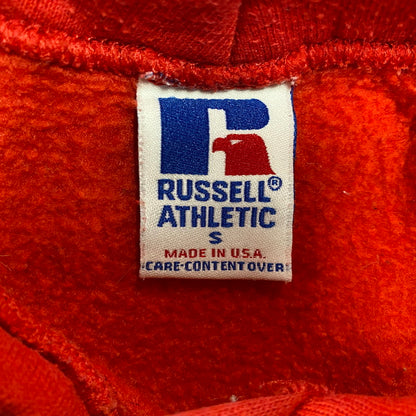 【中古品】【メンズ】 RUSSELL ATHLETIC ラッセルアスレティック BIG LOGO HOODED SWEATSHIRT ビッグロゴ フーデッド スウェットシャツ USA製 パーカー 長袖 トップス 146-251031-as-19-izu サイズ：S カラー：レッド 万代Net店