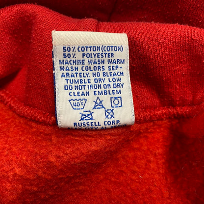 【中古品】【メンズ】 RUSSELL ATHLETIC ラッセルアスレティック BIG LOGO HOODED SWEATSHIRT ビッグロゴ フーデッド スウェットシャツ USA製 パーカー 長袖 トップス 146-251031-as-19-izu サイズ：S カラー：レッド 万代Net店