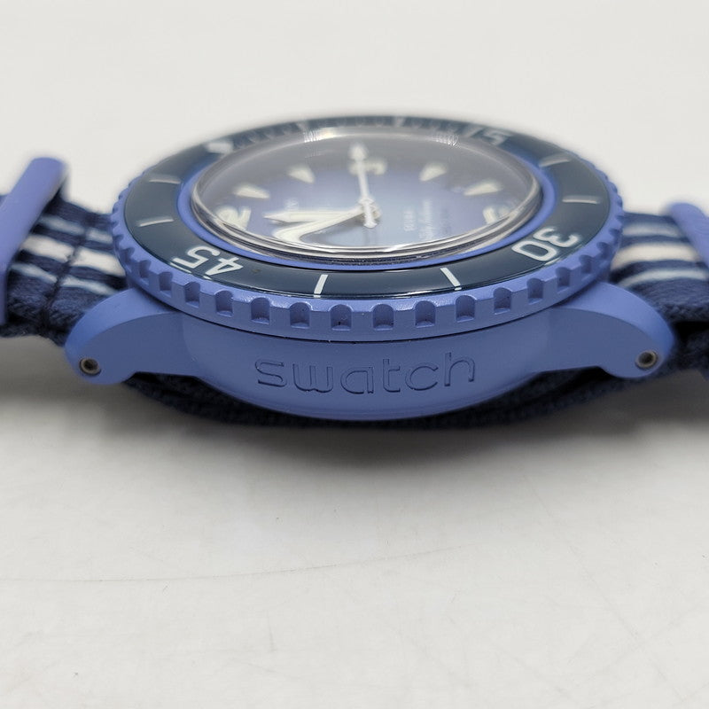 【中古品】【メンズ/レディース】 Swatch スウォッチ × BLANCPAIN ブランパン SCUBA FIFTY FATHOMS ATLANTIC OCEAN S035A100 スキューバ フィフティ ファゾムス 自動巻き 腕時計 197-250921-as-23-izu カラー：ブルー系 万代Net店