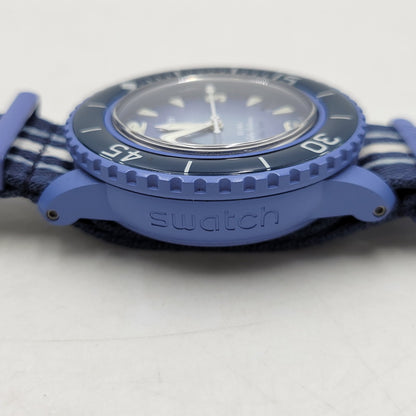 【中古品】【メンズ/レディース】 Swatch スウォッチ × BLANCPAIN ブランパン SCUBA FIFTY FATHOMS ATLANTIC OCEAN S035A100 スキューバ フィフティ ファゾムス 自動巻き 腕時計 197-250921-as-23-izu カラー：ブルー系 万代Net店