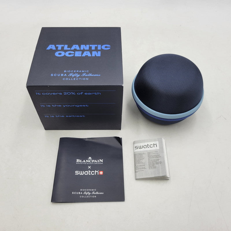 【中古品】【メンズ/レディース】 Swatch スウォッチ × BLANCPAIN ブランパン SCUBA FIFTY FATHOMS ATLANTIC OCEAN S035A100 スキューバ フィフティ ファゾムス 自動巻き 腕時計 197-250921-as-23-izu カラー：ブルー系 万代Net店