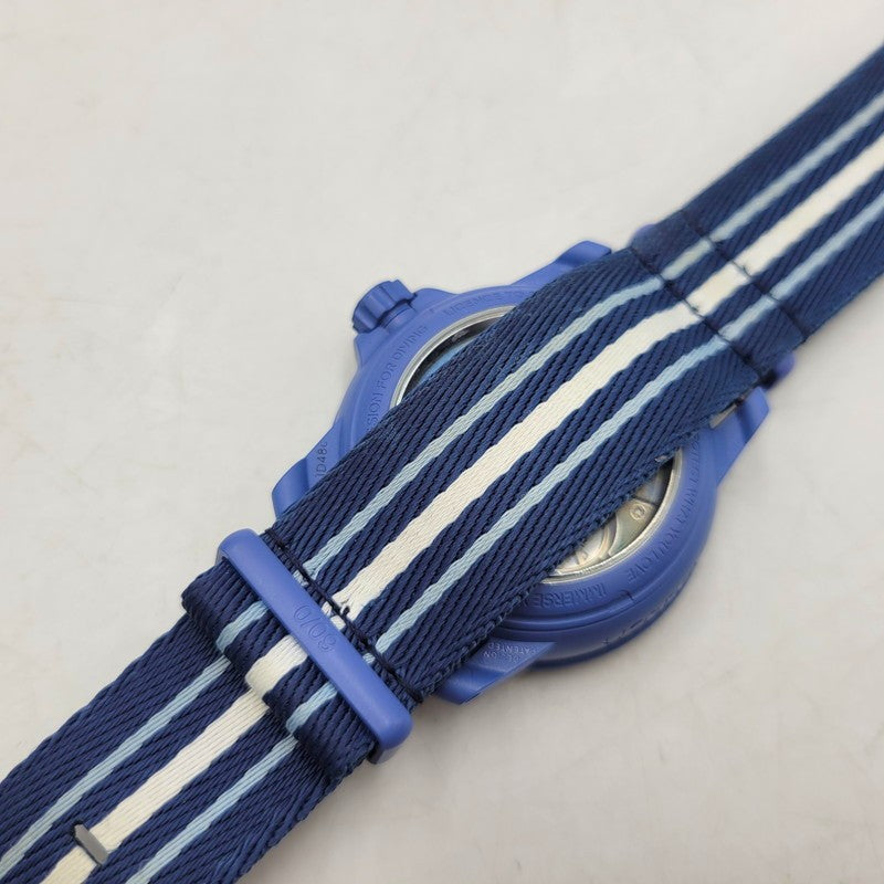 【中古品】【メンズ/レディース】 Swatch スウォッチ × BLANCPAIN ブランパン SCUBA FIFTY FATHOMS ATLANTIC OCEAN S035A100 スキューバ フィフティ ファゾムス 自動巻き 腕時計 197-250921-as-23-izu カラー：ブルー系 万代Net店