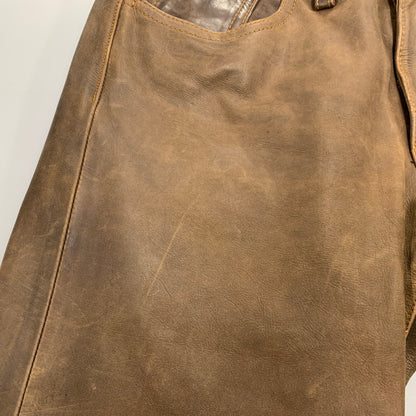 【現状渡し品】【メンズ】 503S2 COW LEATHER PANTS カウ レザー パンツ ボトムス ズボン 157-260109-cs-17-izu サイズ：M カラー：ブラウン 万代Net店
