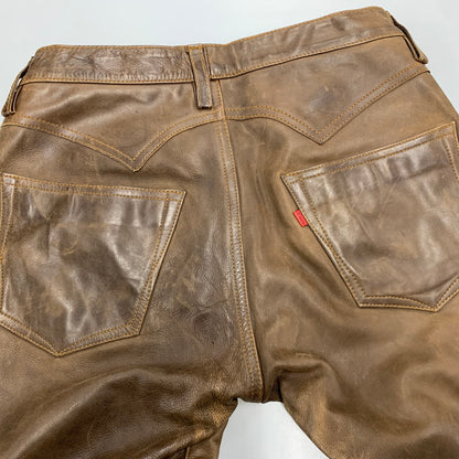 【現状渡し品】【メンズ】 503S2 COW LEATHER PANTS カウ レザー パンツ ボトムス ズボン 157-260109-cs-17-izu サイズ：M カラー：ブラウン 万代Net店