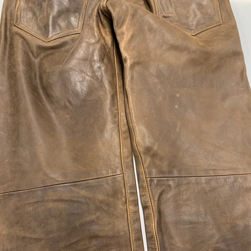 【現状渡し品】【メンズ】 503S2 COW LEATHER PANTS カウ レザー パンツ ボトムス ズボン 157-260109-cs-17-izu サイズ：M カラー：ブラウン 万代Net店