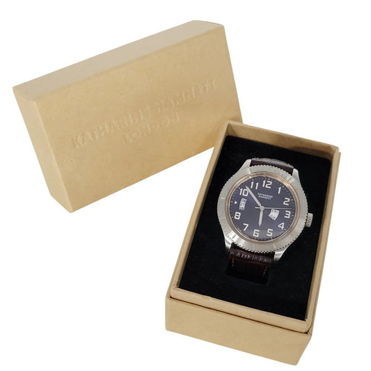 【中古品】【メンズ/レディース】 KATHARINE HAMNETT キャサリン・ハムネット RETRO MILITARY QUARTZ KH-20E4 レトロ ミリタリー クォーツ 腕時計 197-251129-as-25-izu カラー：シルバー×ネイビー×ブラウン 万代Net店