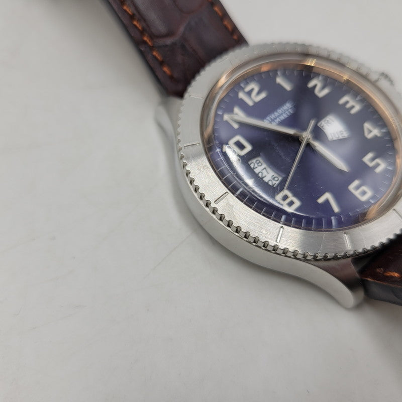 【中古品】【メンズ/レディース】 KATHARINE HAMNETT キャサリン・ハムネット RETRO MILITARY QUARTZ KH-20E4 レトロ ミリタリー クォーツ 腕時計 197-251129-as-25-izu カラー：シルバー×ネイビー×ブラウン 万代Net店