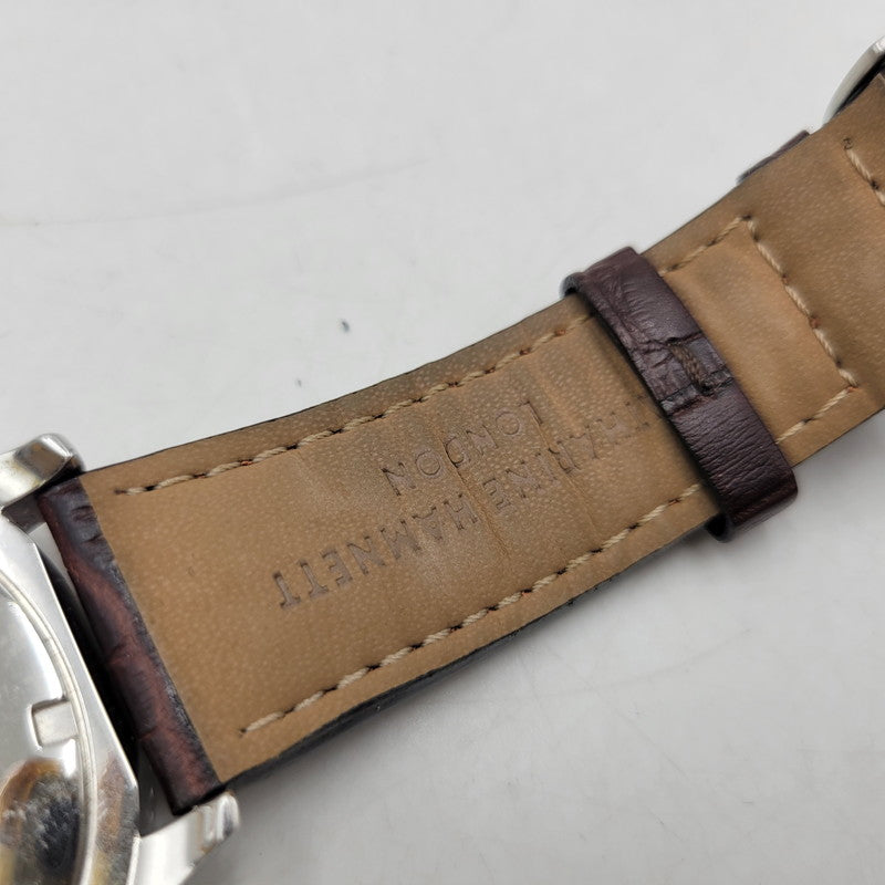 【中古品】【メンズ/レディース】 KATHARINE HAMNETT キャサリン・ハムネット RETRO MILITARY QUARTZ KH-20E4 レトロ ミリタリー クォーツ 腕時計 197-251129-as-25-izu カラー：シルバー×ネイビー×ブラウン 万代Net店