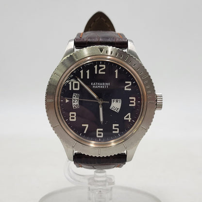 【中古品】【メンズ/レディース】 KATHARINE HAMNETT キャサリン・ハムネット RETRO MILITARY QUARTZ KH-20E4 レトロ ミリタリー クォーツ 腕時計 197-251129-as-25-izu カラー：シルバー×ネイビー×ブラウン 万代Net店