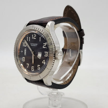 【中古品】【メンズ/レディース】 KATHARINE HAMNETT キャサリン・ハムネット RETRO MILITARY QUARTZ KH-20E4 レトロ ミリタリー クォーツ 腕時計 197-251129-as-25-izu カラー：シルバー×ネイビー×ブラウン 万代Net店