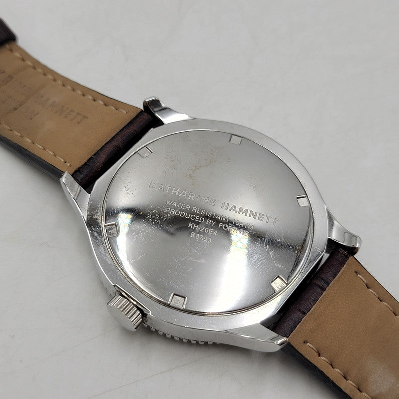 【中古品】【メンズ/レディース】 KATHARINE HAMNETT キャサリン・ハムネット RETRO MILITARY QUARTZ KH-20E4 レトロ ミリタリー クォーツ 腕時計 197-251129-as-25-izu カラー：シルバー×ネイビー×ブラウン 万代Net店
