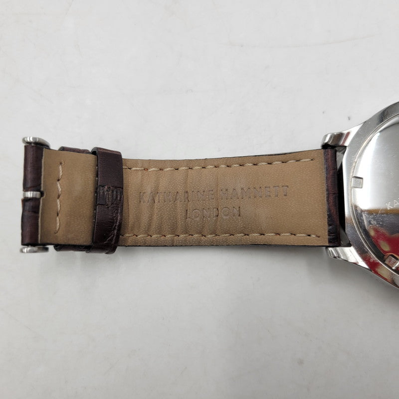 【中古品】【メンズ/レディース】 KATHARINE HAMNETT キャサリン・ハムネット RETRO MILITARY QUARTZ KH-20E4 レトロ ミリタリー クォーツ 腕時計 197-251129-as-25-izu カラー：シルバー×ネイビー×ブラウン 万代Net店