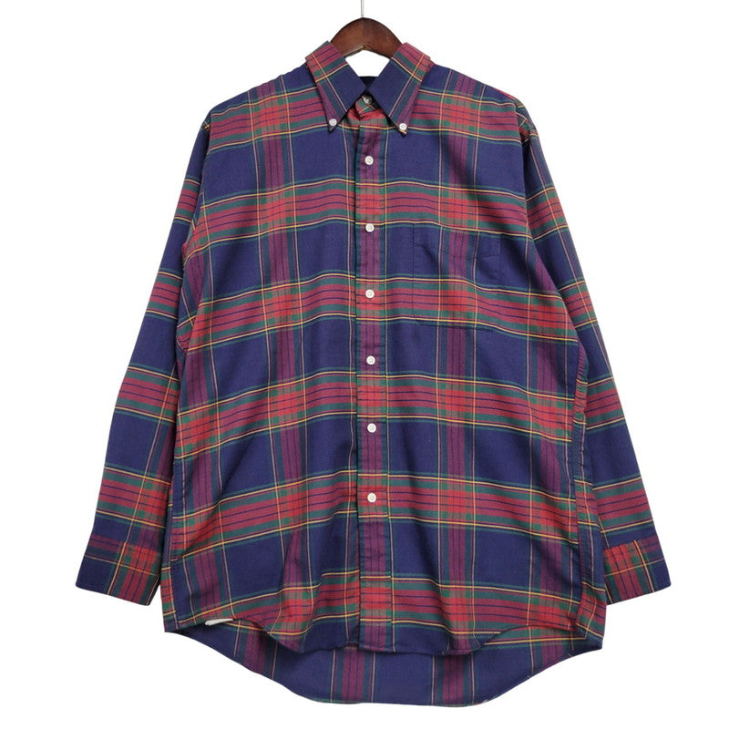 【中古品】【メンズ】 L.L.BEAN エルエルビーン 80S BUTTON DOWN CHECK SHIRT ボタン ダウン チェック シャツ トップス 長袖 146-260203-cs-13-izu サイズ：13-33 カラー：マルチ 万代Net店