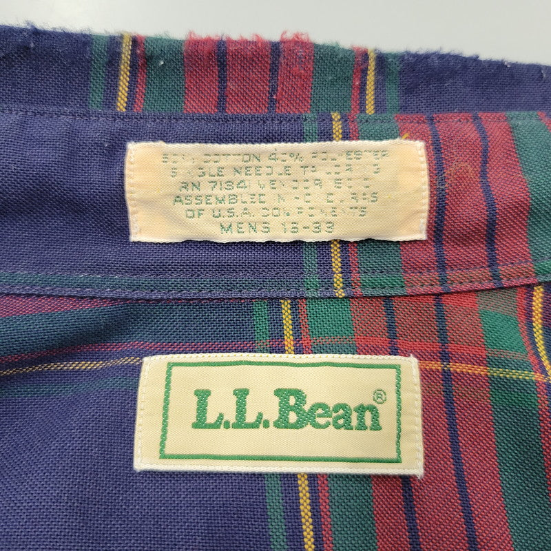 【中古品】【メンズ】 L.L.BEAN エルエルビーン 80S BUTTON DOWN CHECK SHIRT ボタン ダウン チェック シャツ トップス 長袖 146-260203-cs-13-izu サイズ：13-33 カラー：マルチ 万代Net店