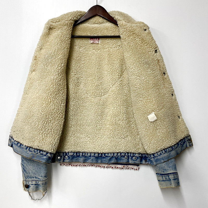 【現状渡し品】【メンズ】 Levi's リーバイス 70608-0216 USA製 80年製 80S NATIVE CUSTOM BOA DENIM JACKET ネイティブ カスタム ボア デニム ジャケット アウター 146-250919-cs-16-izu サイズ：40 カラー：ライトインディゴ 万代Net店