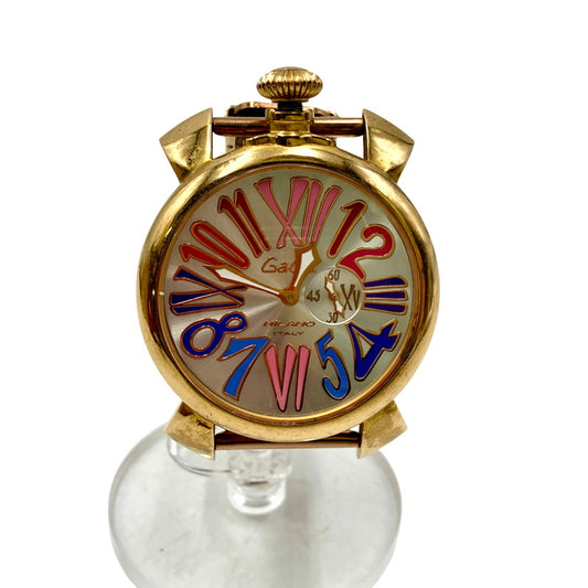 【現状渡し品】【メンズ/レディース】 Gaga Milano ガガ・ミラノ MANUALE 46MM STEEL BAND QUARTZ マヌアーレ スチール バンド クォーツ 腕時計 197-251116-as-11-izu カラー：ピンクゴールド 万代Net店