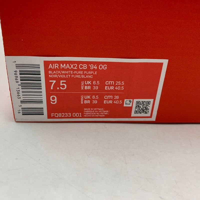 【中古品】【メンズ/レディース】 NIKE ナイキ AIR MAX2 CB '94 OG FQ8233-001 エア マックス2 CB '94 OG スニーカー シューズ 靴 160-250920-as-18-izu サイズ：25.5cm カラー：BLACK/WHITE-PURE PURPLE 万代Net店