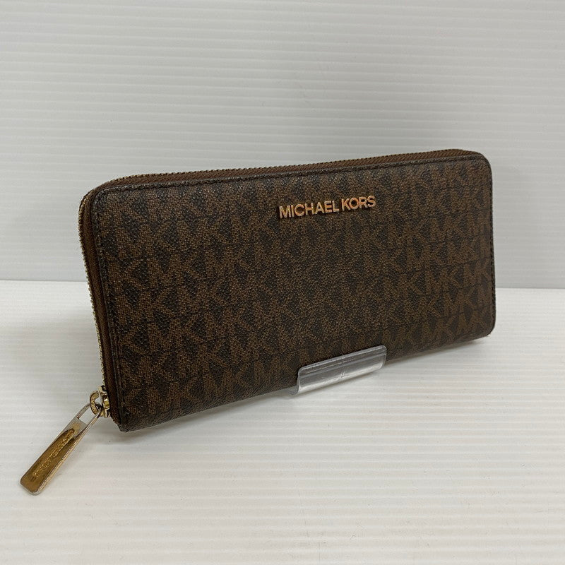 【中古品】【メンズ/レディース】 35F8GTVE9B MK SIGNATURE BROWN シグネチャー ブラウン ラウンドファスナー長財布 200-260102-cs-17-izu カラー：ブラウン 万代Net店