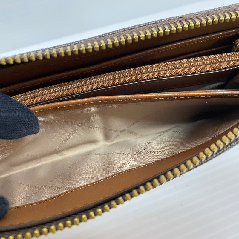 【中古品】【メンズ/レディース】 35F8GTVE9B MK SIGNATURE BROWN シグネチャー ブラウン ラウンドファスナー長財布 200-260102-cs-17-izu カラー：ブラウン 万代Net店