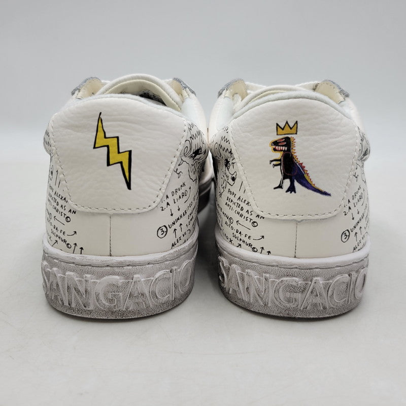 【中古美品】【メンズ】 Sangacio サンガッチョ × JEAN MICHEL BASQUIAT ジャン ミシェル バスキア SG8 WHITE スニーカー シューズ 靴 162-250921-as-28-izu サイズ：27cm カラー：ホワイト 万代Net店
