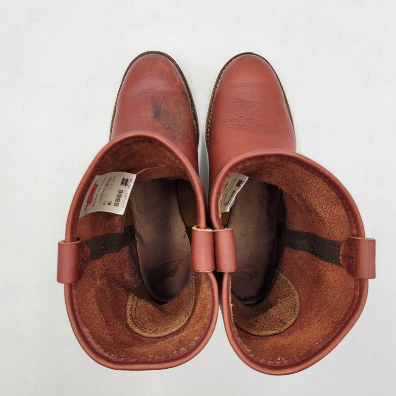【中古品】【メンズ】 RED WING レッドウィング PECOS BOOTS 8866 ペコスブーツ USA製 刺繍羽タグ シューズ 靴 164-250921-as-31-izu サイズ：26.5cm カラー：レッド系 万代Net店