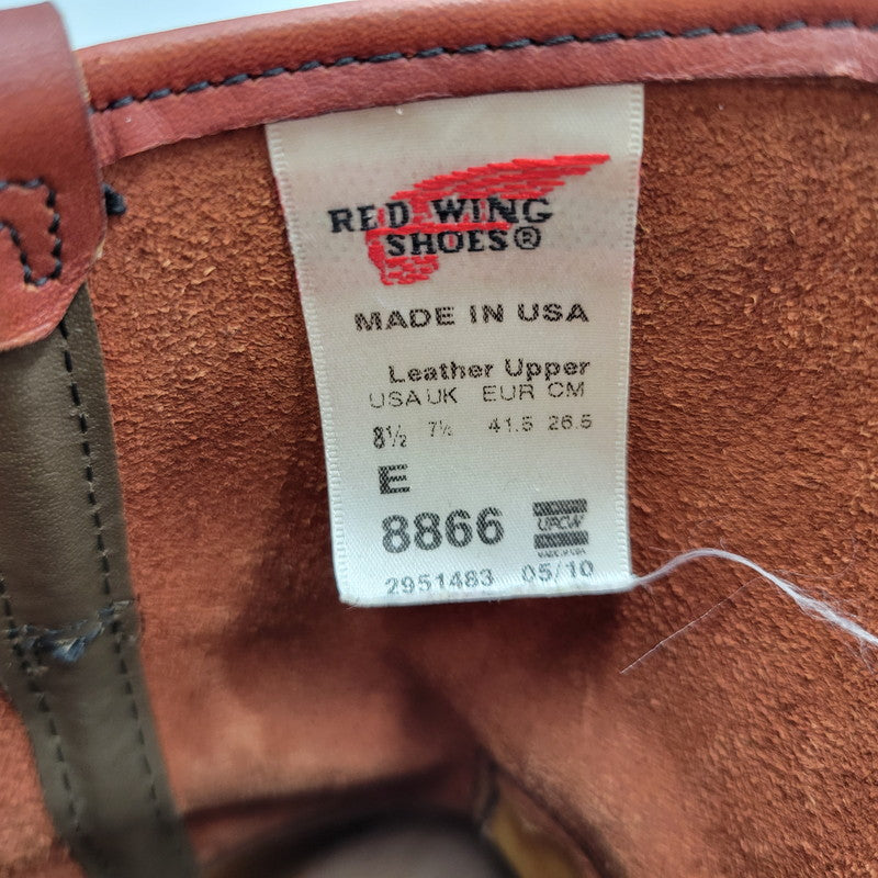 【中古品】【メンズ】 RED WING レッドウィング PECOS BOOTS 8866 ペコスブーツ USA製 刺繍羽タグ シューズ 靴 164-250921-as-31-izu サイズ：26.5cm カラー：レッド系 万代Net店