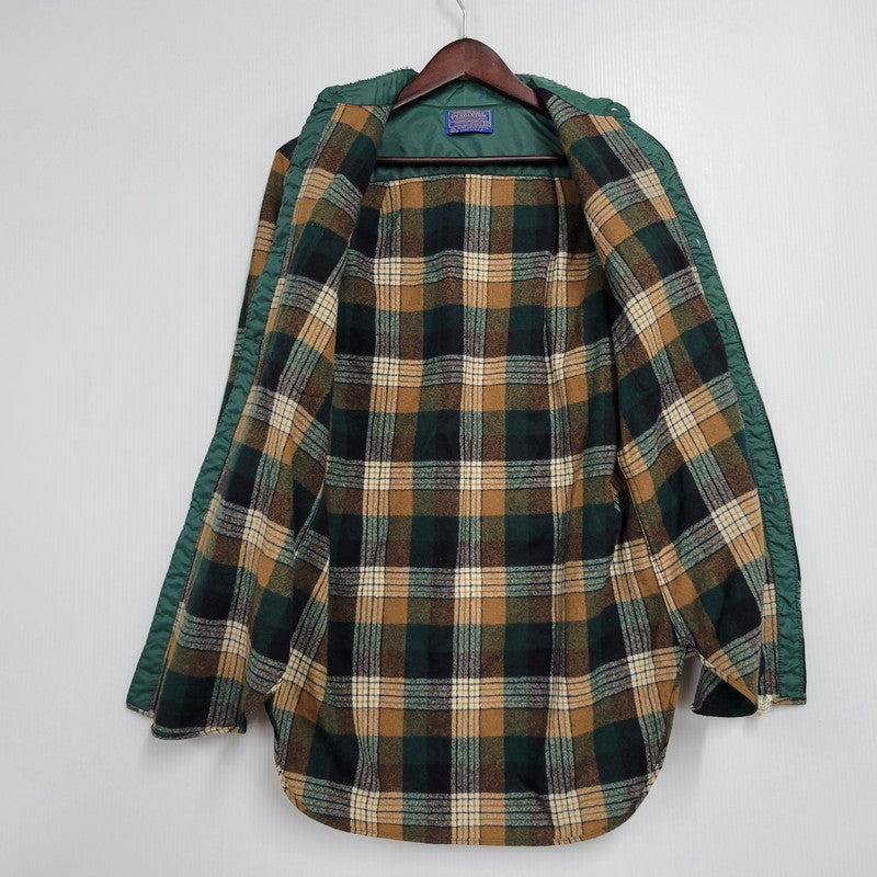 【中古品】【メンズ】 PENDLETON ペンドルトン USA製 70-80S BAND COLLAR WOOL CHECK SHIRT バンド カラー ウール チェック シャツ トップス 長袖 146-260203-cs-12-izu サイズ：14.5 カラー：マルチ 万代Net店