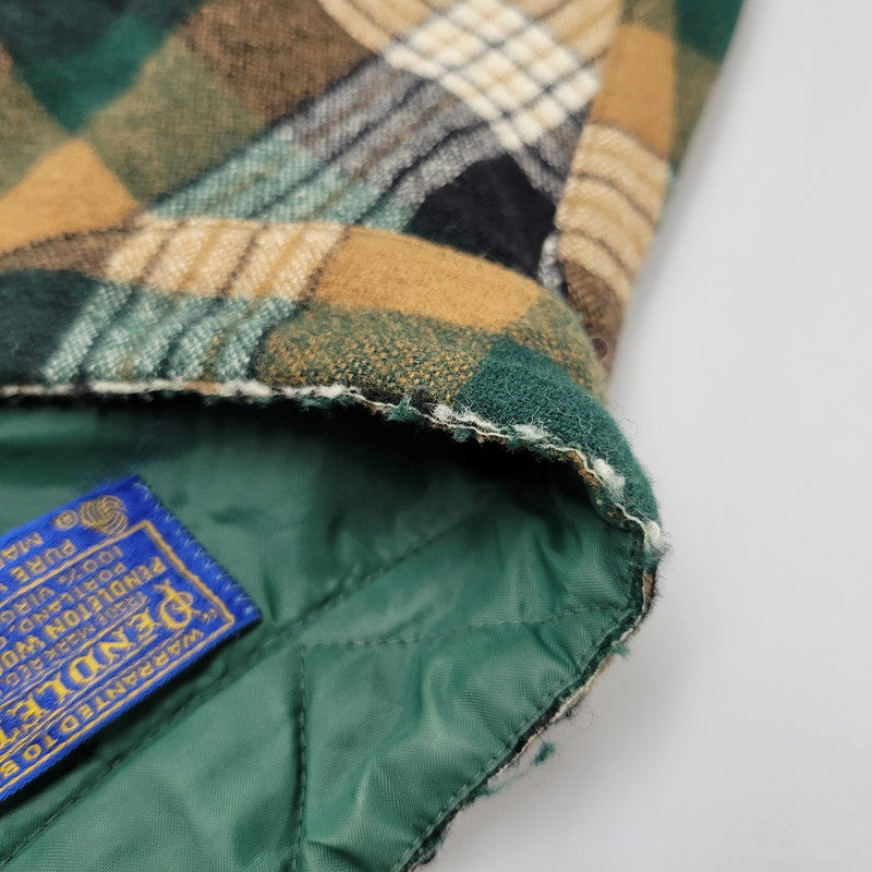 【中古品】【メンズ】 PENDLETON ペンドルトン USA製 70-80S BAND COLLAR WOOL CHECK SHIRT バンド カラー ウール チェック シャツ トップス 長袖 146-260203-cs-12-izu サイズ：14.5 カラー：マルチ 万代Net店