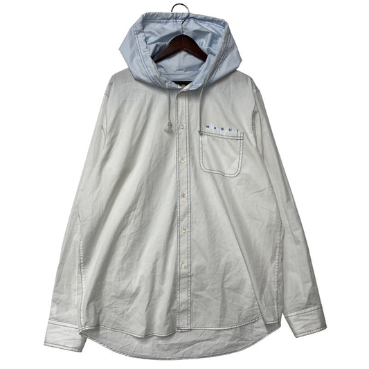 【中古品】【メンズ】 MARNI マルニ CUMU0217P1 国内正規 COTTON POPLIN BICOLOR HOODED SHIRT コットン ポプリン バイカラー フーデッド シャツ トップス 長袖 141-250923-ya-06-izu サイズ：52 カラー：白系 万代Net店