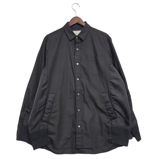 【中古品】【メンズ】 Sacai サカイ COTTON POPLIN SHIRT 24-03326M コットン ポプリン シャツ 長袖 トップス 140-250922-as-07-izu サイズ：3 カラー：ブラック 万代Net店