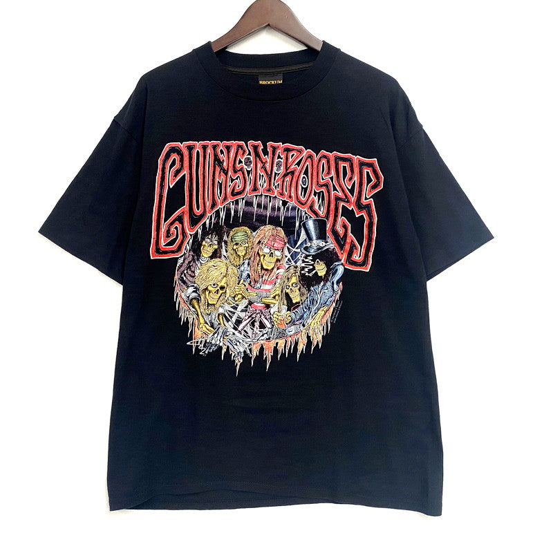 【中古品】【メンズ】 GUNS N' ROSES ガンズ アンド ローゼズ BROCKUM ブロッカム USA製 袖シングル c1992 90S 1993 JAPAN TOUR SS TEE ジャパン ツアー ショートスリーブ Ｔシャツ トップス 半袖 146-250926-ya-01-izu サイズ：L カラー：ブラック 万代Net店