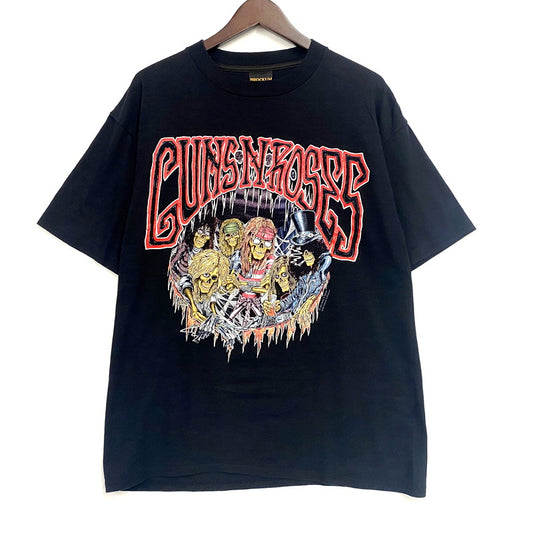 【中古品】【メンズ】 GUNS N' ROSES ガンズ アンド ローゼズ BROCKUM ブロッカム USA製 袖シングル c1992 90S 1993 JAPAN TOUR SS TEE ジャパン ツアー ショートスリーブ Ｔシャツ トップス 半袖 146-250926-ya-01-izu サイズ：L カラー：ブラック 万代Net店