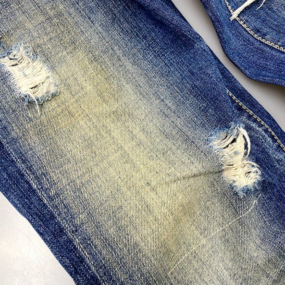 【中古品】【メンズ】 S71LA0519 COLOR STITCH DAMAGE DENIM PANTS カラー ステッチ ダメージ デニム パンツ ズボン ボトムス 152-250926-ya-13-izu サイズ：46 カラー：インディゴ 万代Net店