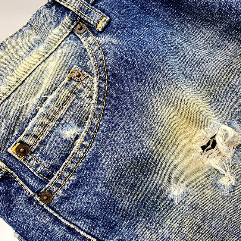 【中古品】【メンズ】 S71LA0519 COLOR STITCH DAMAGE DENIM PANTS カラー ステッチ ダメージ デニム パンツ ズボン ボトムス 152-250926-ya-13-izu サイズ：46 カラー：インディゴ 万代Net店