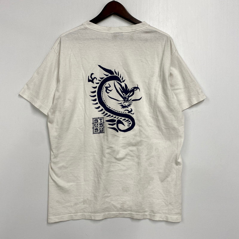 【中古品】【メンズ】 OLD STUSSY オールド ステューシー 両シングル USA製 紺タグ 90S DRAGON SS TEE ドラゴン ショートスリーブ Ｔシャツ トップス 半袖 142-250926-ya-09-izu サイズ：L カラー：白 万代Net店